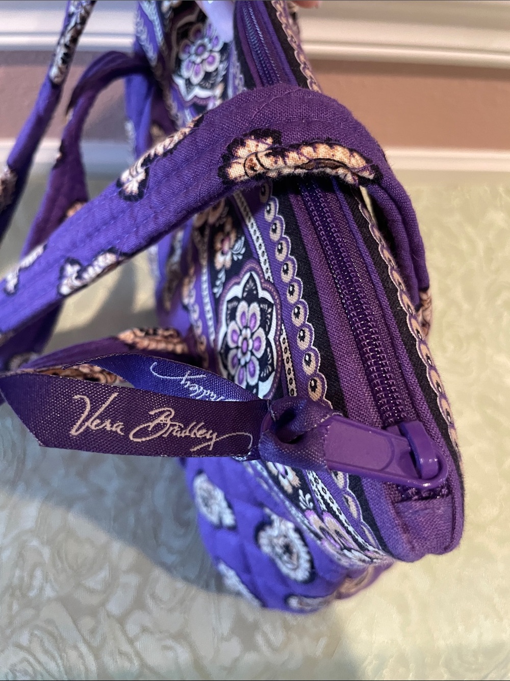Vera Bradley Quilted Purple Paisley Shoulder Tote - Picture 4 of 5